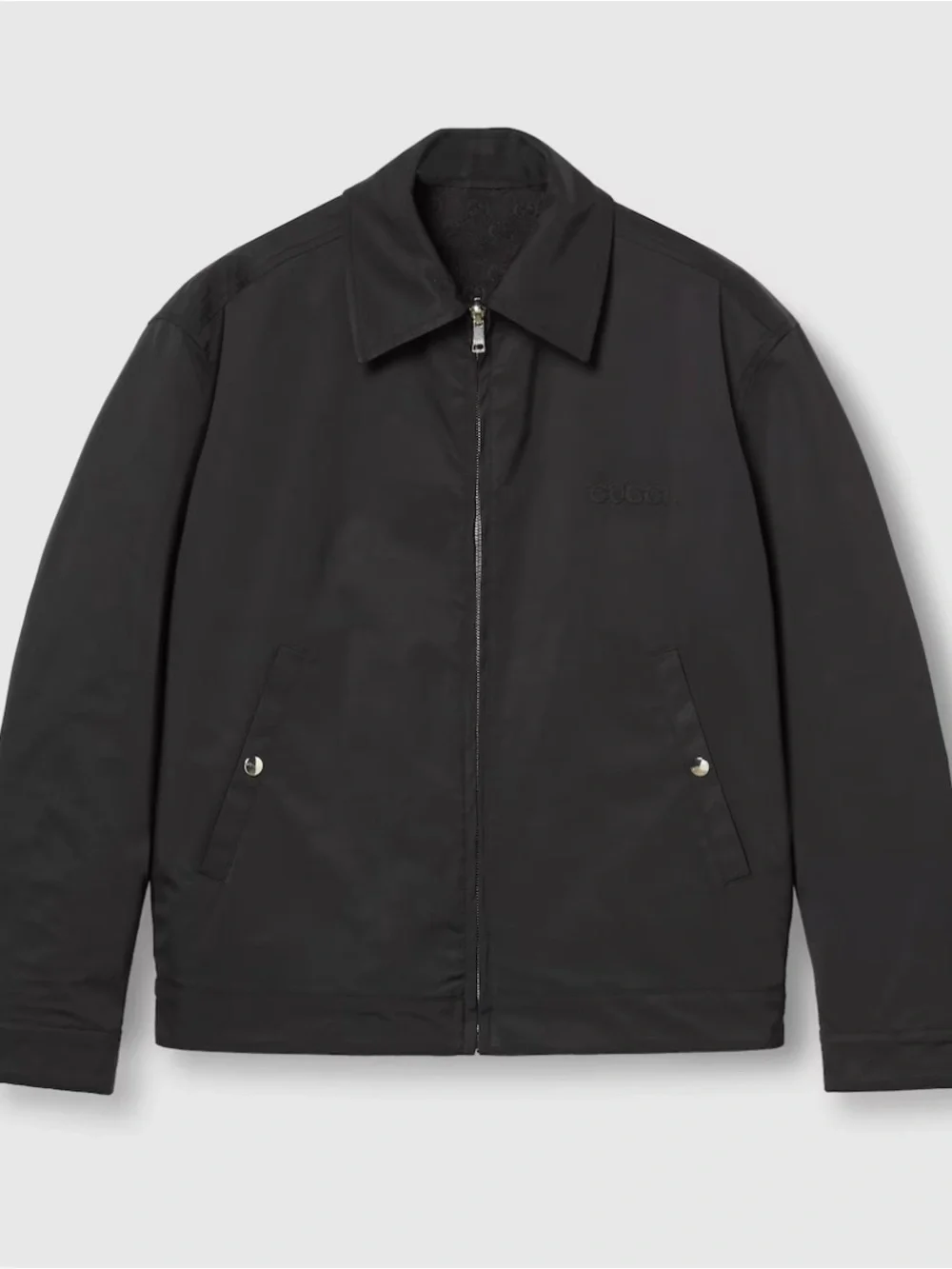 Reversible Gucci Black Canvas GG Jacquard and Nylon Zip-Front Jacket